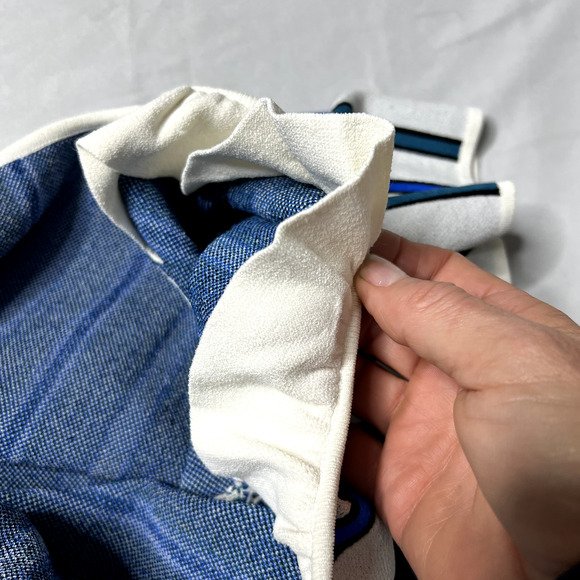 Ann Taylor Womens XL Blouse White Blue Green Stripe Off The Shoulder Boho Casual - Picture 8 of 11